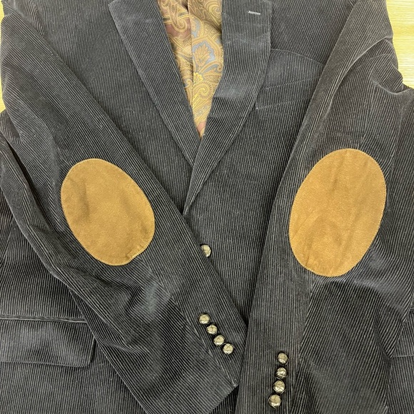 Lauren Ralph Lauren Two-Button Black
Corduroy Mens Blazer Suede Elbow Patch 46L - Picture 11 of 12